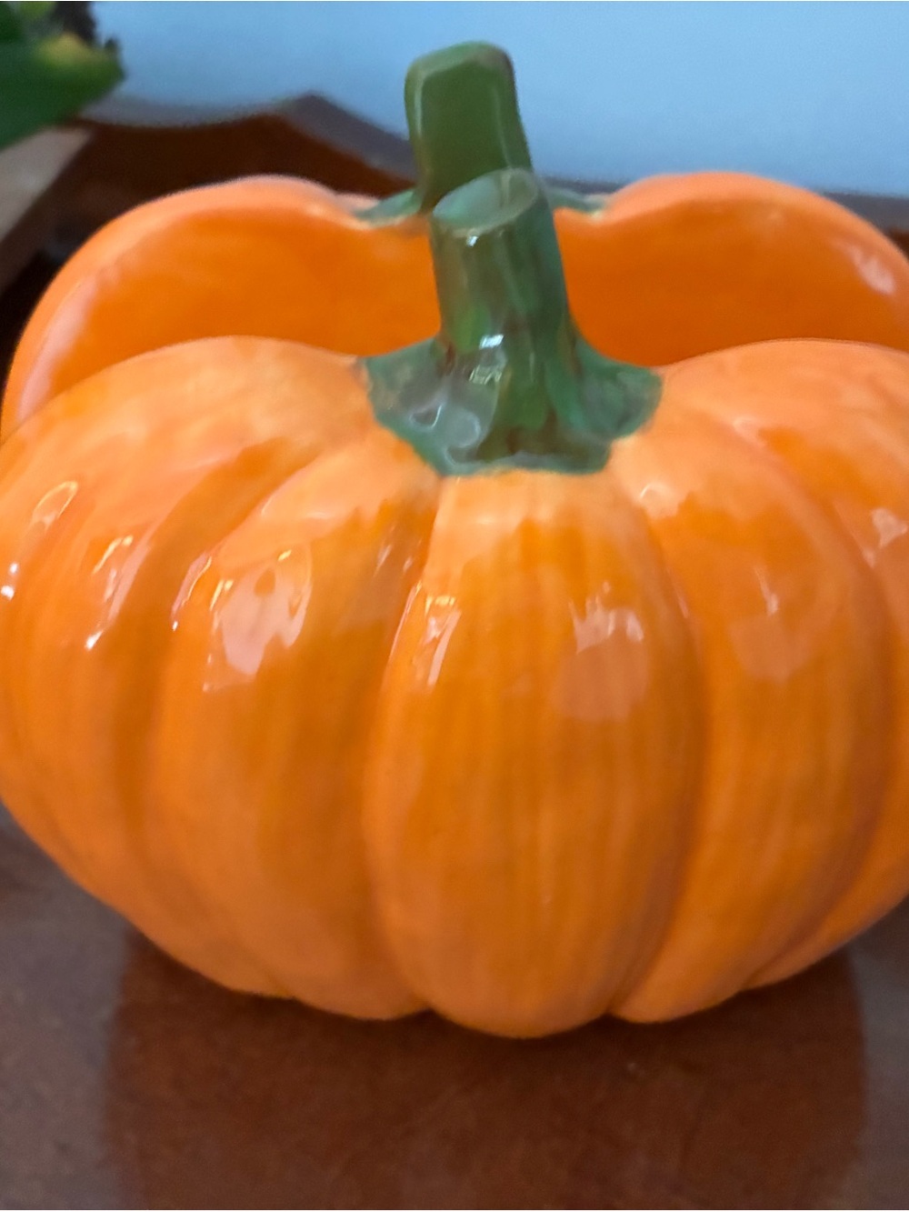Vtg Hand-painted Ceramic Fall Halloween Pumpkin Napkin Holder